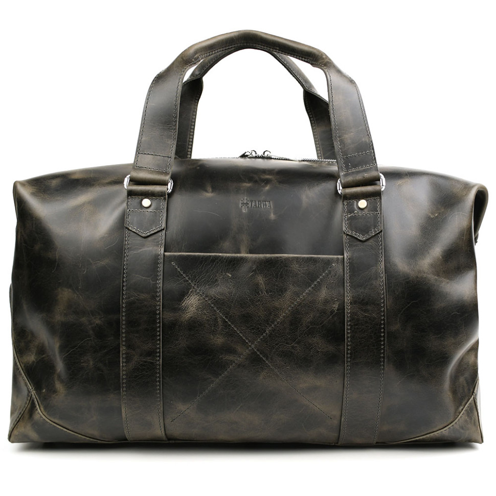 Шкіряна дорожня спортивна сумка тревел TARWA RJv-0320-4lx сіра