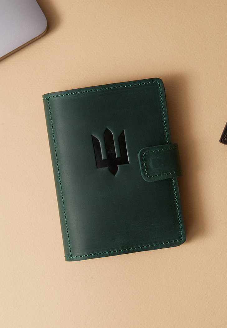 Обкладинка для військового квитка та посвідчення УБД зелена Crazy Horse