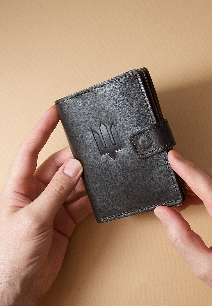 Обкладинка-портмоне для військового квитка та посвідчення УБД коричнева краст