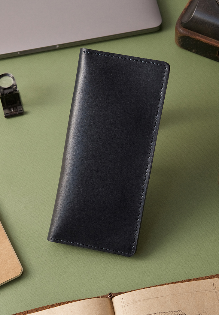 Шкіряне портмоне-купюрник 12.0 синє Краст