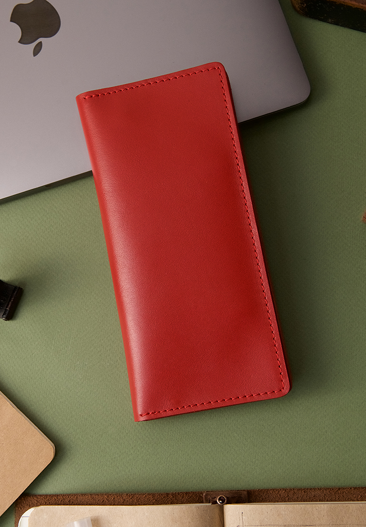 Шкіряне портмоне-купюрник 12.0 червоне Краст