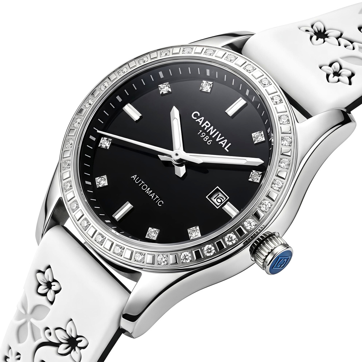 Жіночий годинник Carnival Luiza Black Flower, 2 ремінці