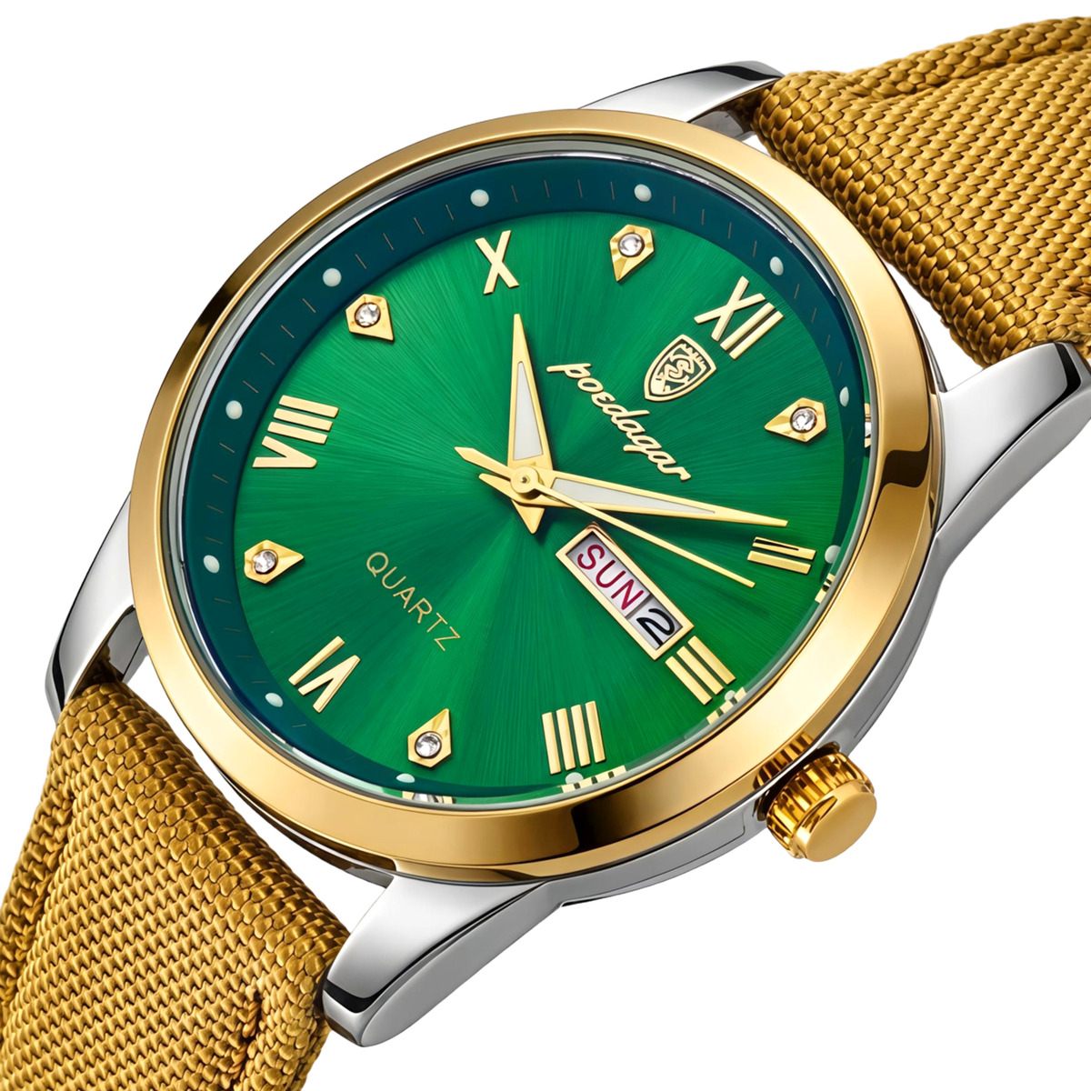 Чоловічий годинник Poedagar Omega Sahara Gold, 2 ремінці