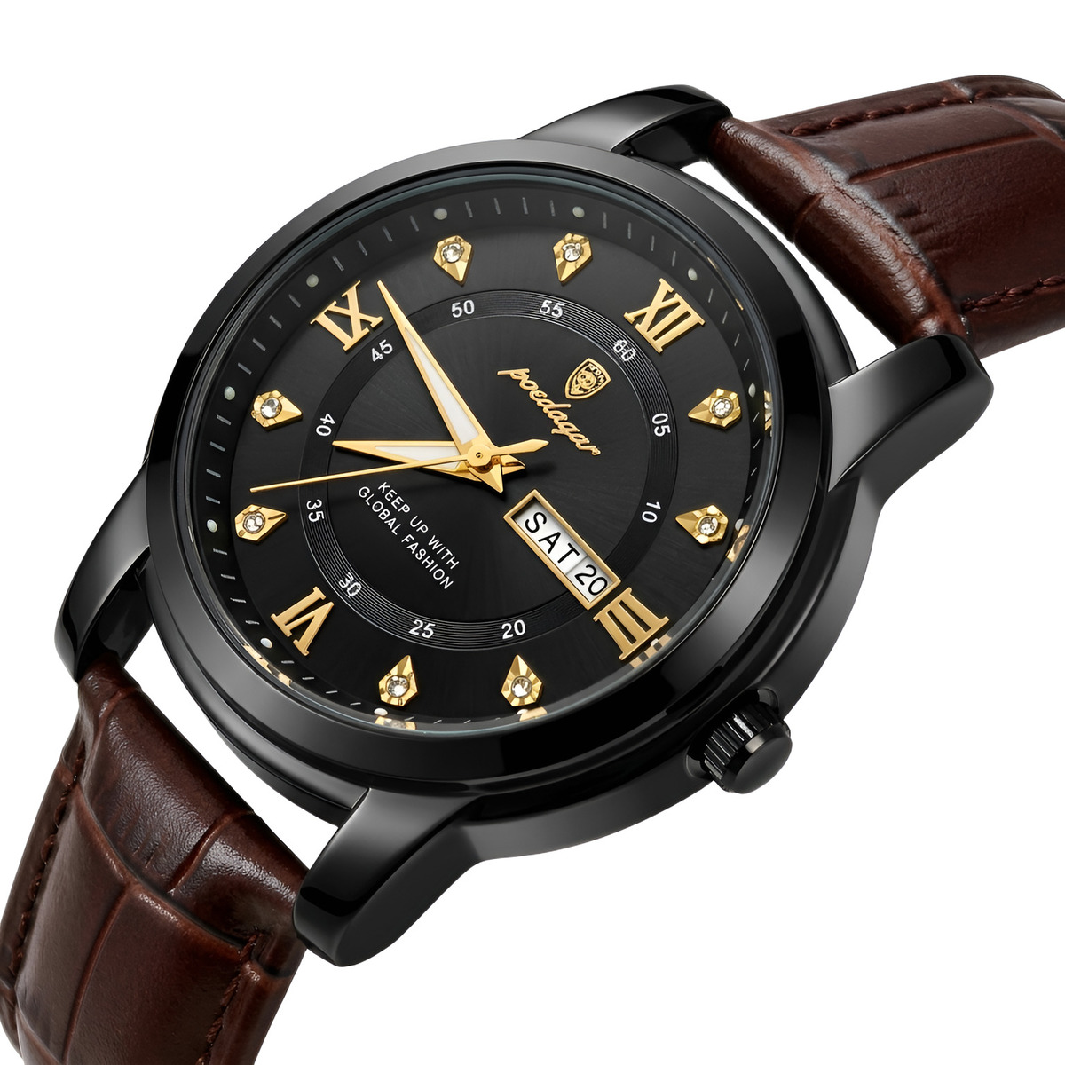 Poedagar Unique Men Black Leather, 2 ремінці